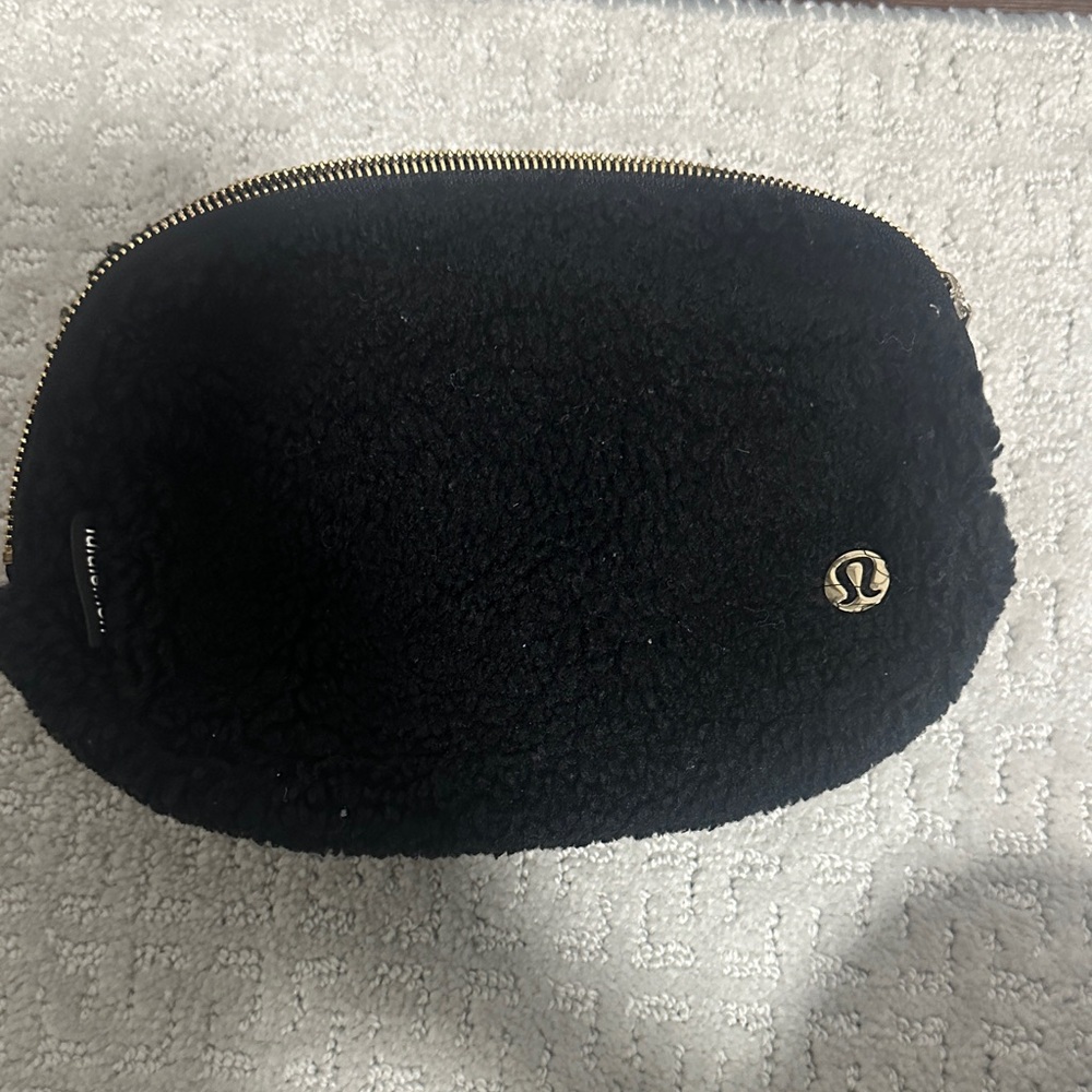 Lululemon Black Belt Bag with Gold Zipper